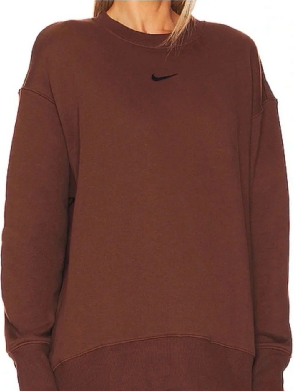 Nike Chocolate Brown Crewneck Sweatshirt with Black Swoosh; Medium